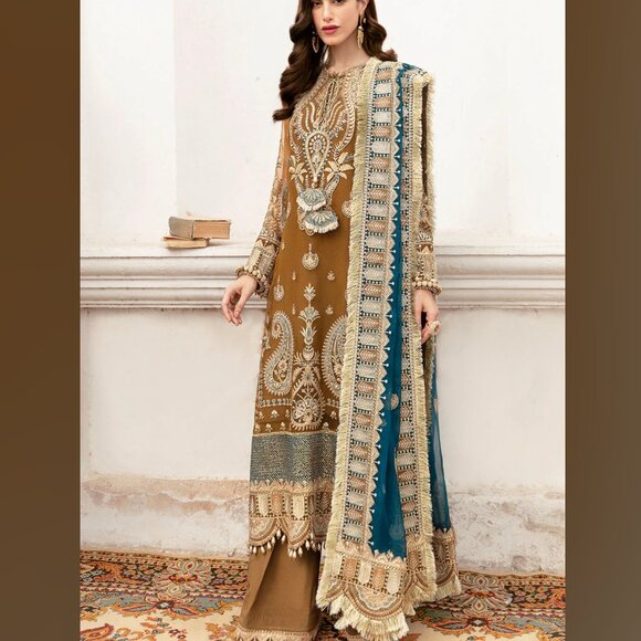 Amber & Teal Embroidered Palazzo Suit Set - Picture 2 of 5